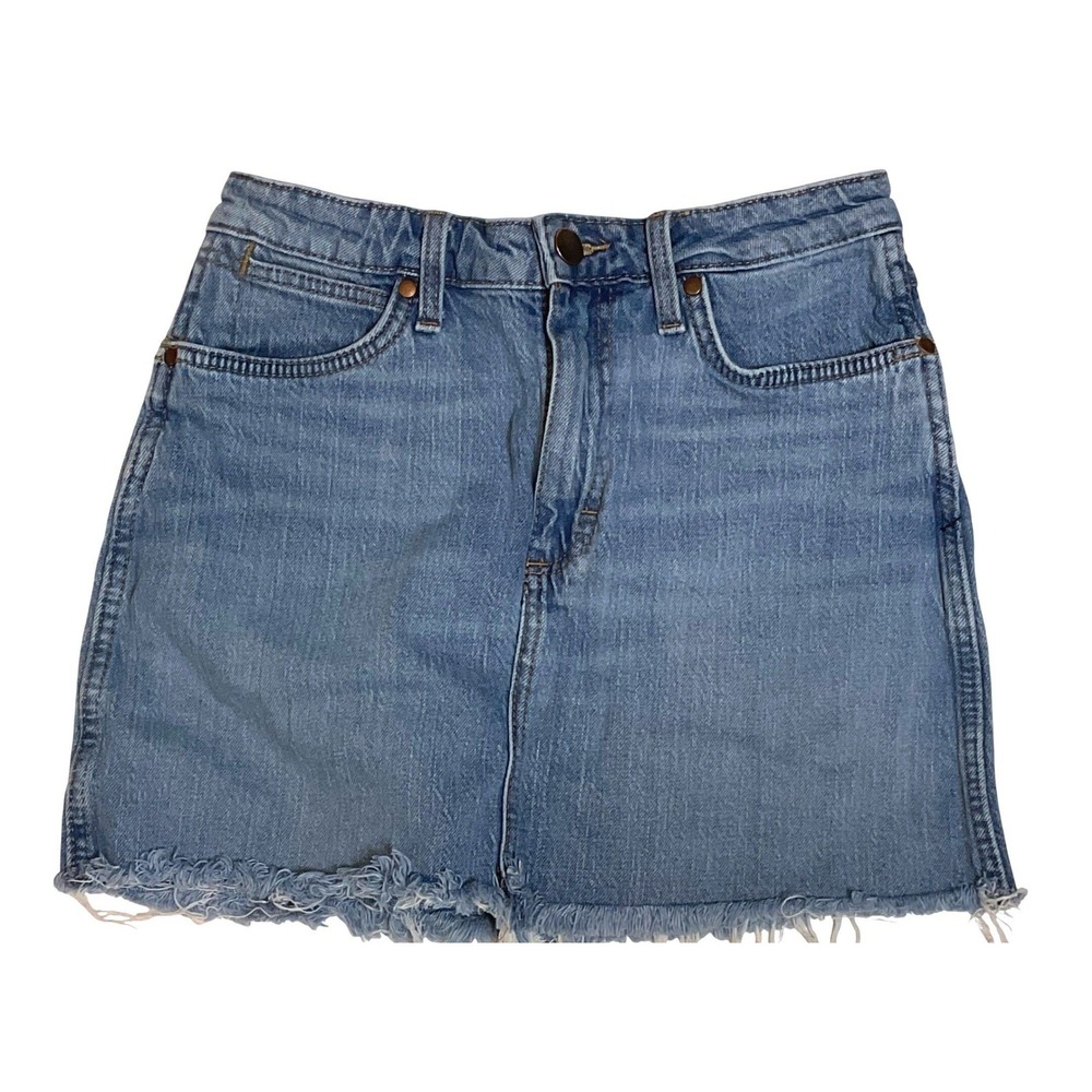Wrangler retro Bailey women's denim jean skirt 27 western frayed hem